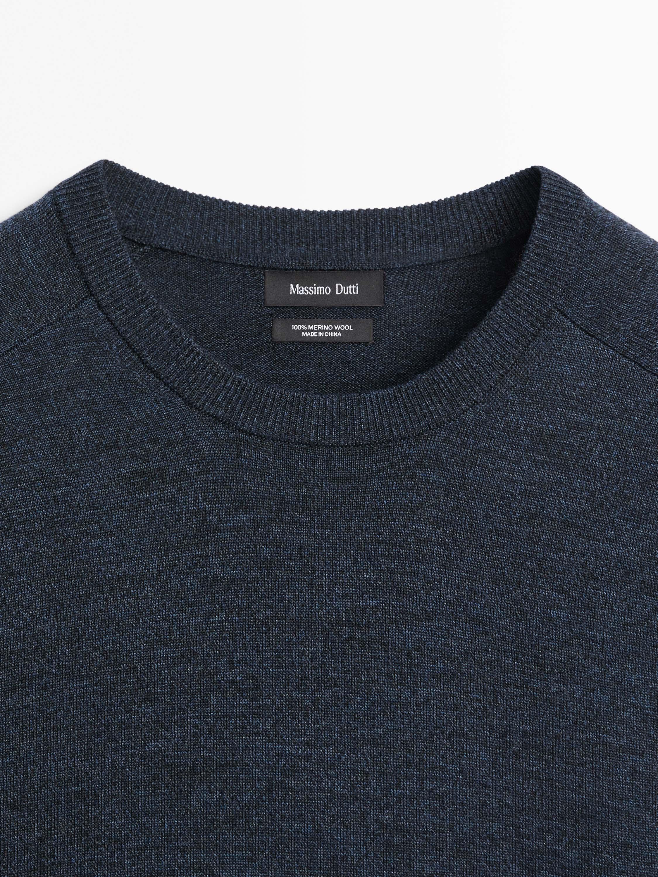 Pull en maille 100 % laine mérinos à col rond